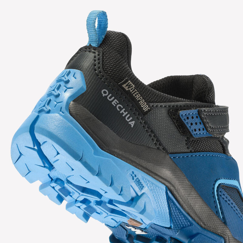 Chaussures imperméables de randonnée enfant scratch -CROSSROCK bleues- 28 au 34