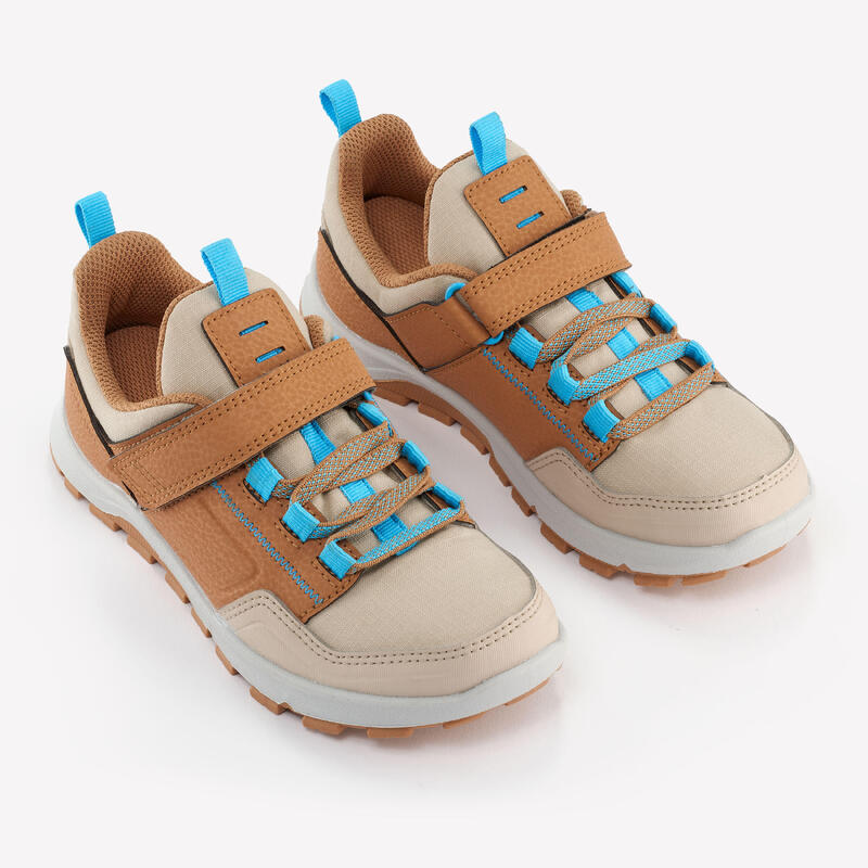 Chaussures de randonnée enfant avec scratch - NH500 LOW MARRON/BLEU - 28 AU 34