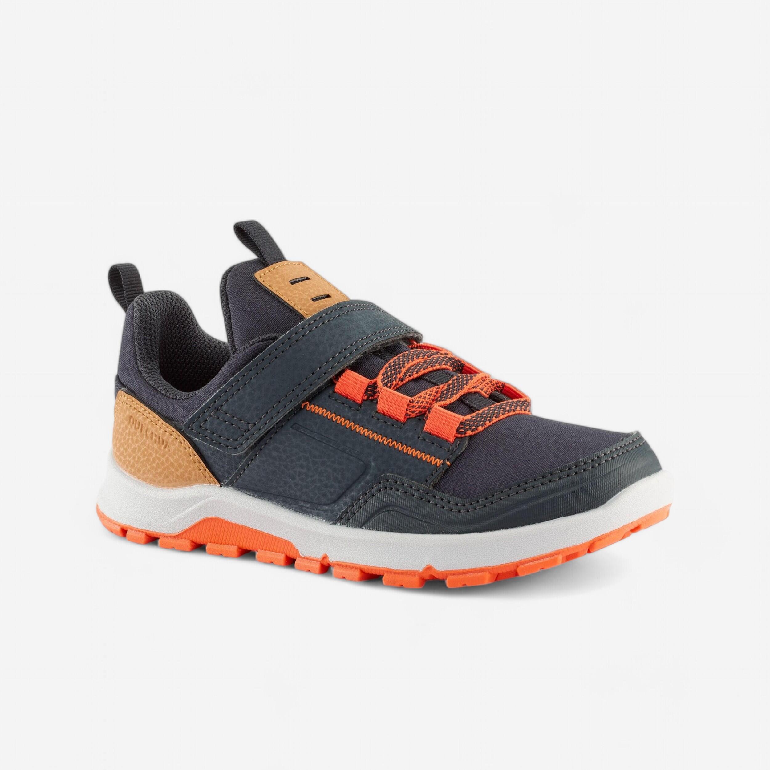 ZAPATILLAS SENDERISMO NIÑOS CORREA DE VELCRO NH500 LOW AZUL/NARANJA