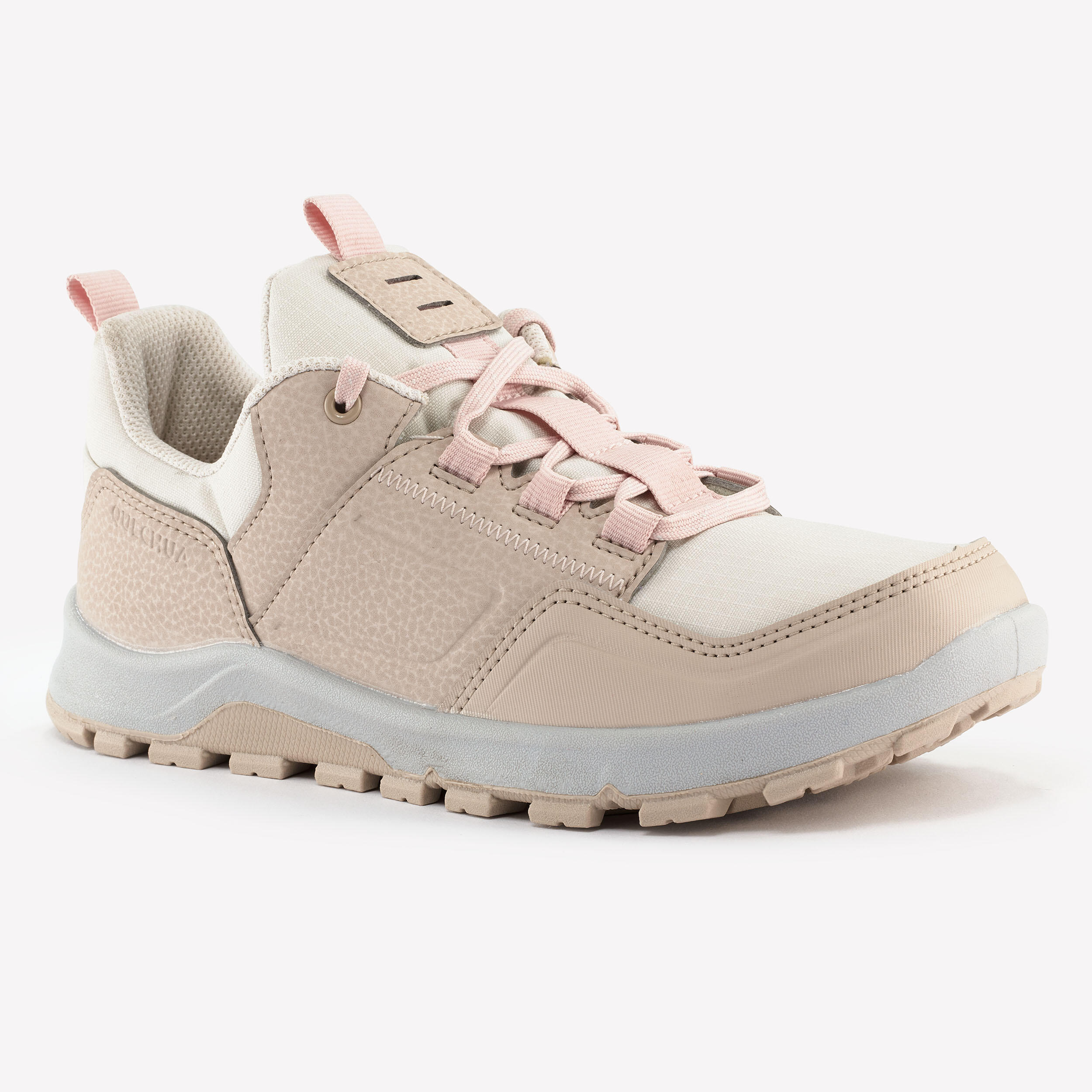 Kids’ water-repellent, lace-up hiking boots, UK sizes 2.5 to 5, NH500 - Beige