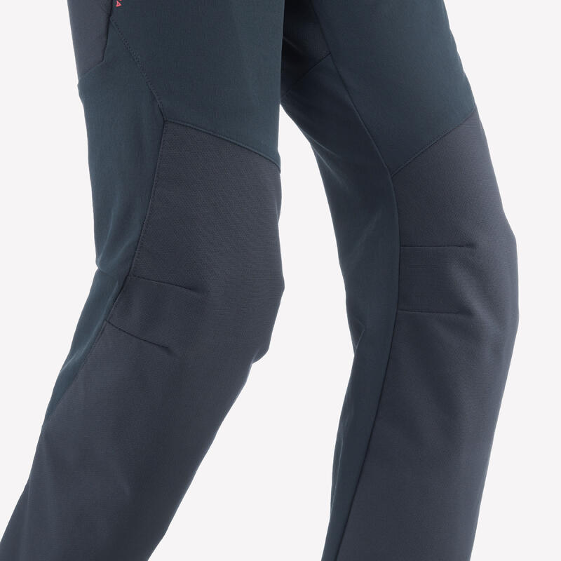 Pantalon Drumeție la munte MH500 Softshell Gri-Negru Fete 7-15 ani