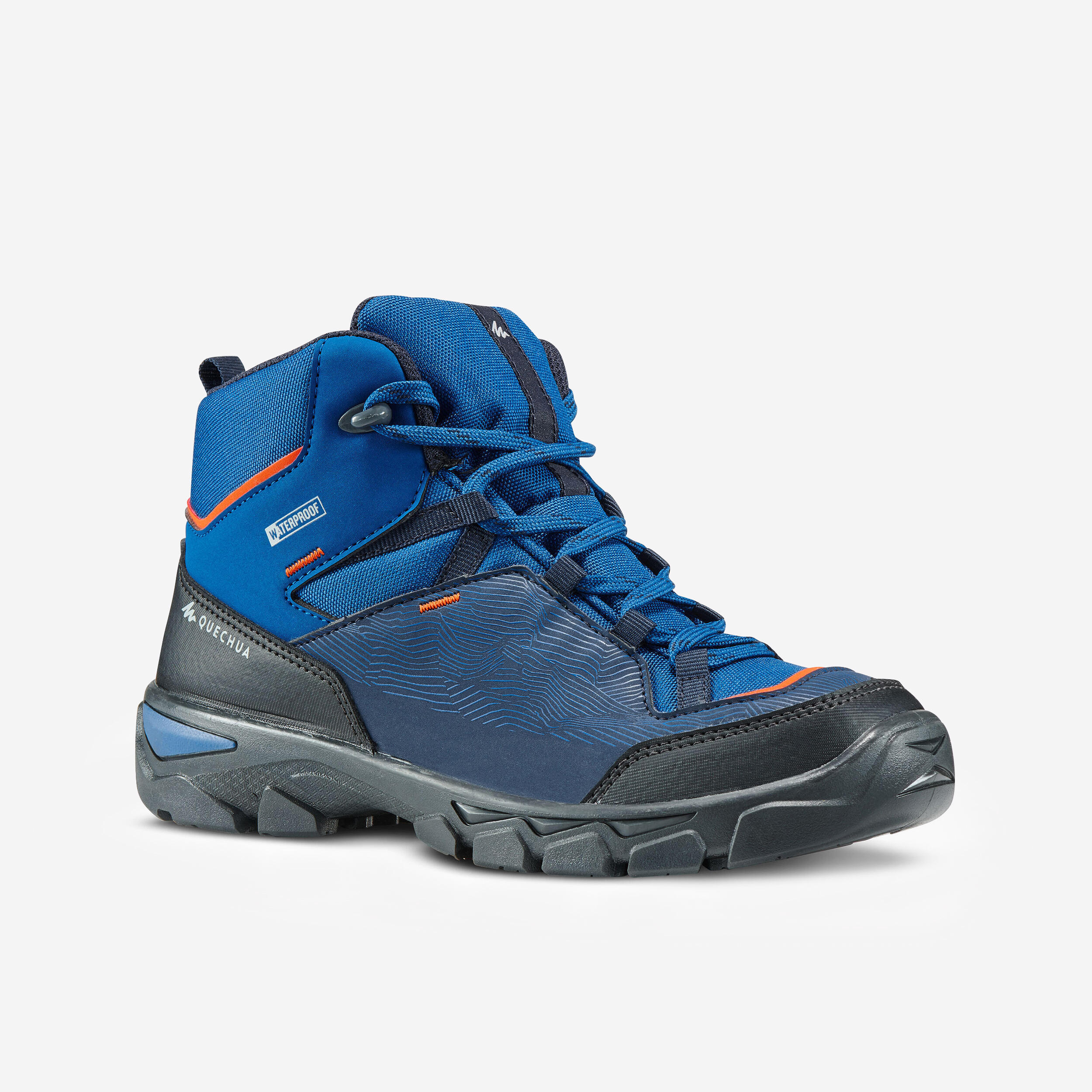 QUECHUA Chidren's waterproof walking shoes - MH120 MID blue - size 3-5