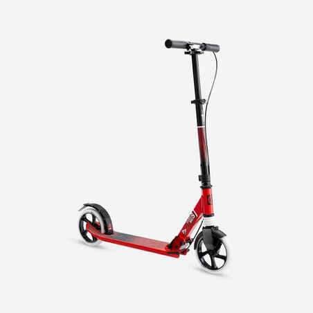 Kids' big-wheeled front suspension folding scooter, red
