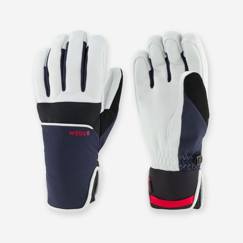 Gants de ski 500 sport bleu marine et blanc adulte