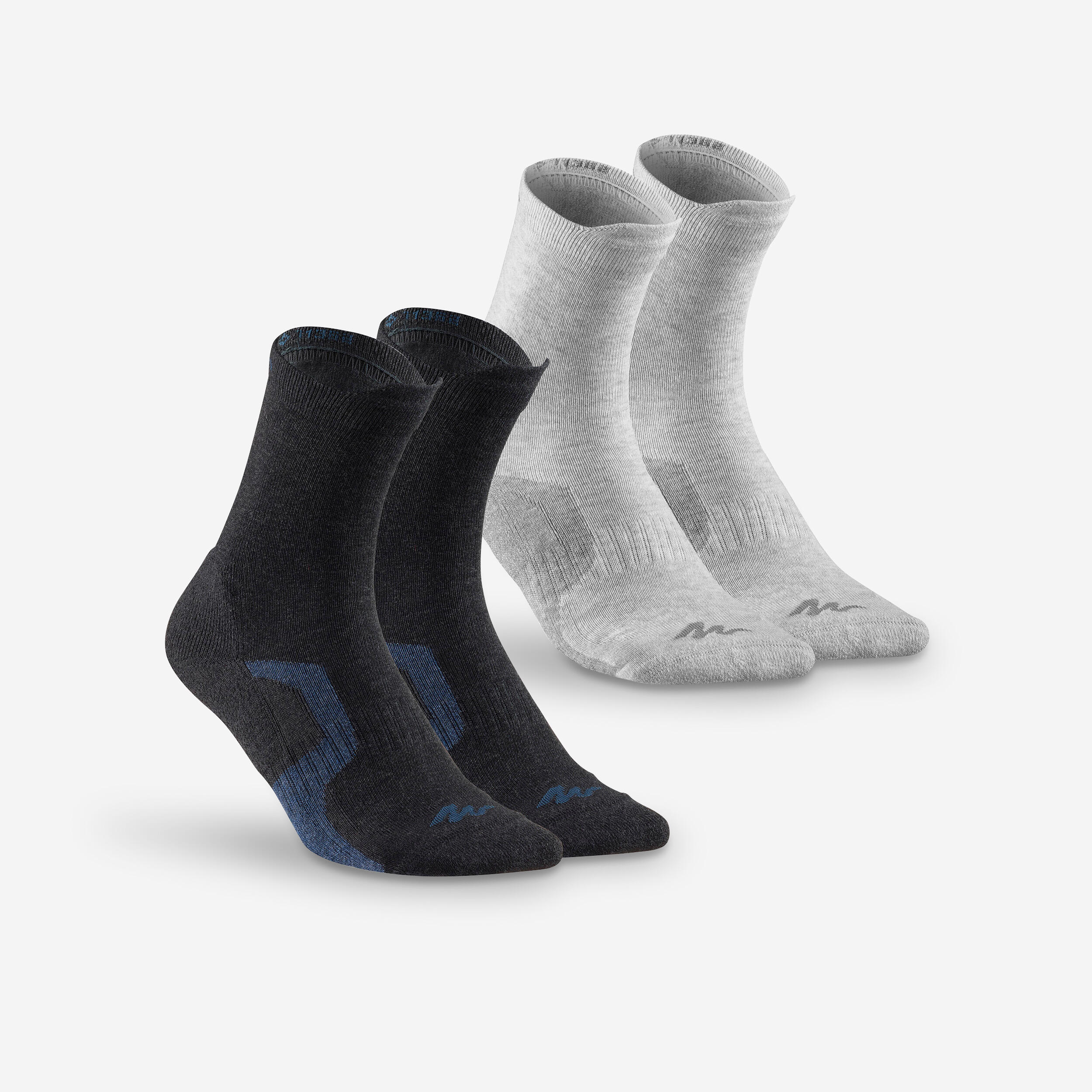 Kid’s High-Top Walking Socks 2 Pairs Crossocks Black Grey 1/9