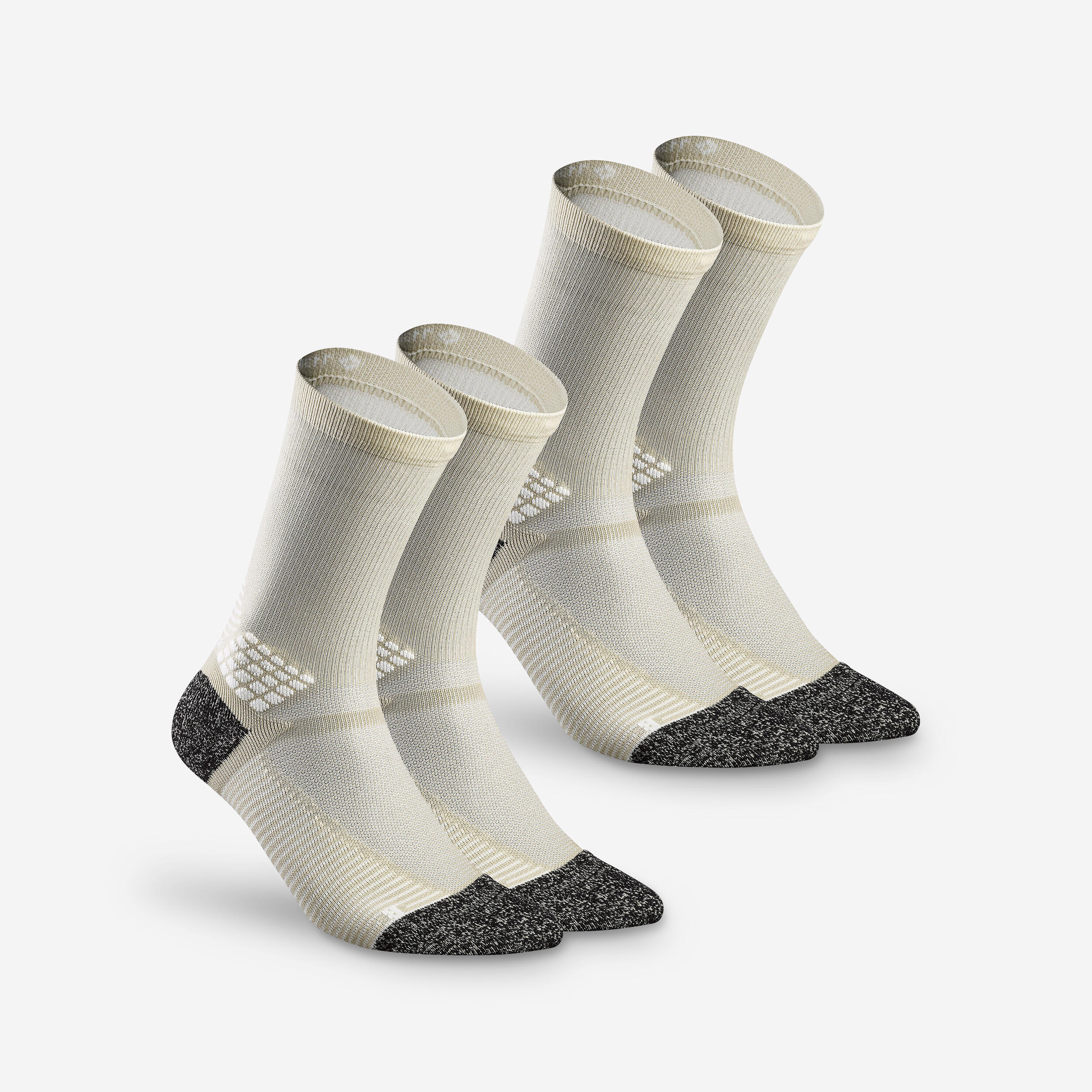 QUECHUA Hiking socks - Hike 500 High Beige x2 pairs 