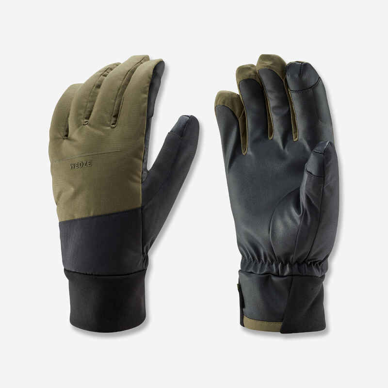 ADULT SKI 100 GLOVES - LIGHT - KHAKI / BLACK