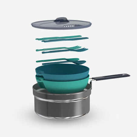 Hiker’s camping stainless steel cook set MH100 2 people (1.6 L)