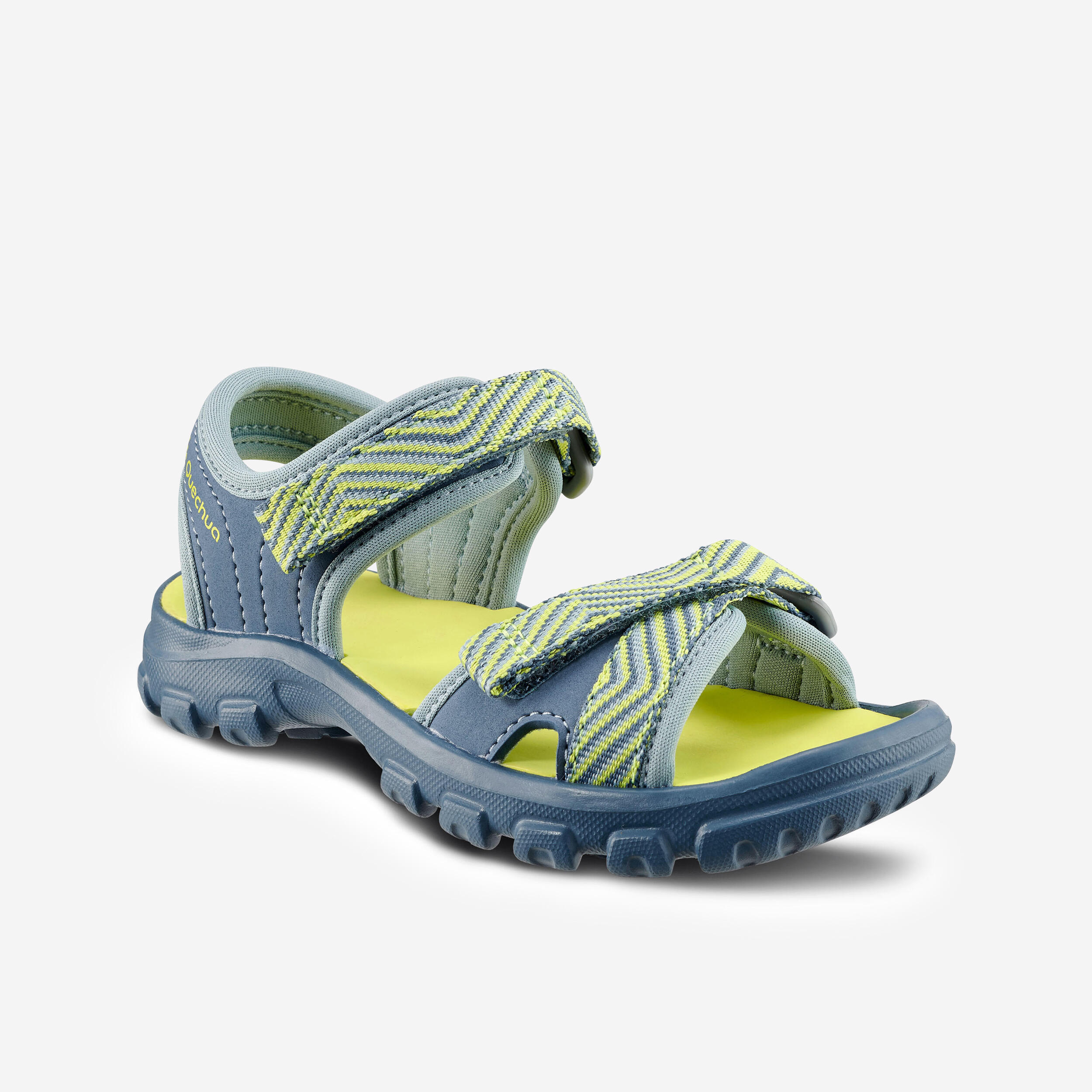 QUECHUA Kids' hiking sandals - Kids' MH100 blue and yellow - size 24 to 31