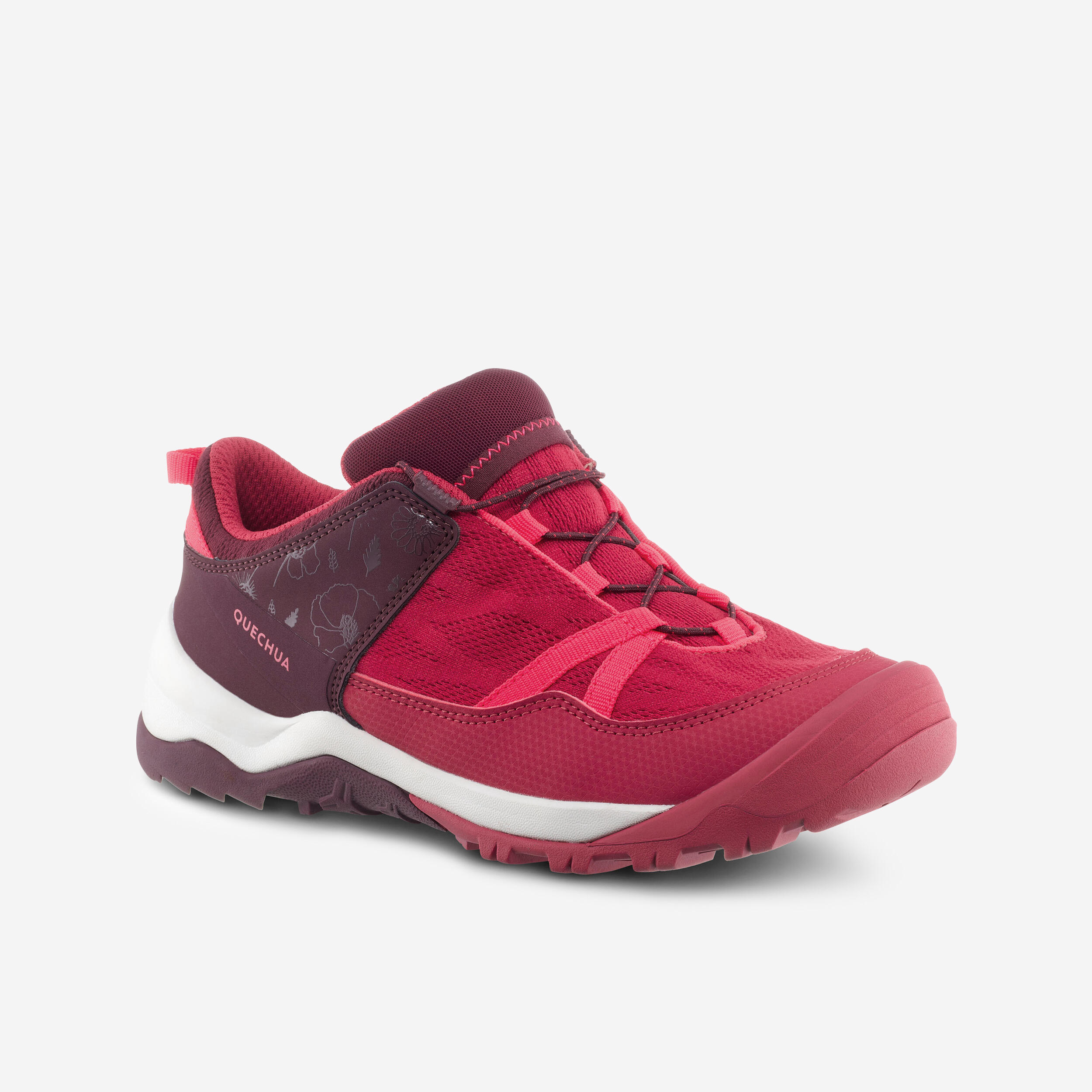 QUECHUA Kids’ Hiking Shoes with Quick Lacing - Sizes 2 to 5 - Burgundy