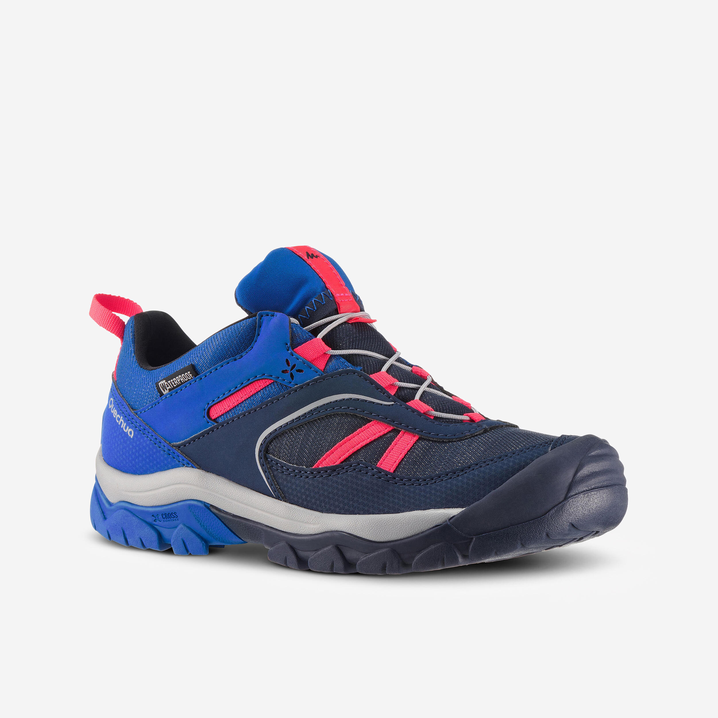 QUECHUA Wanderschuhe Kinder Grösse 35–38 wasserdicht Wandern - Crossrock blau/rot