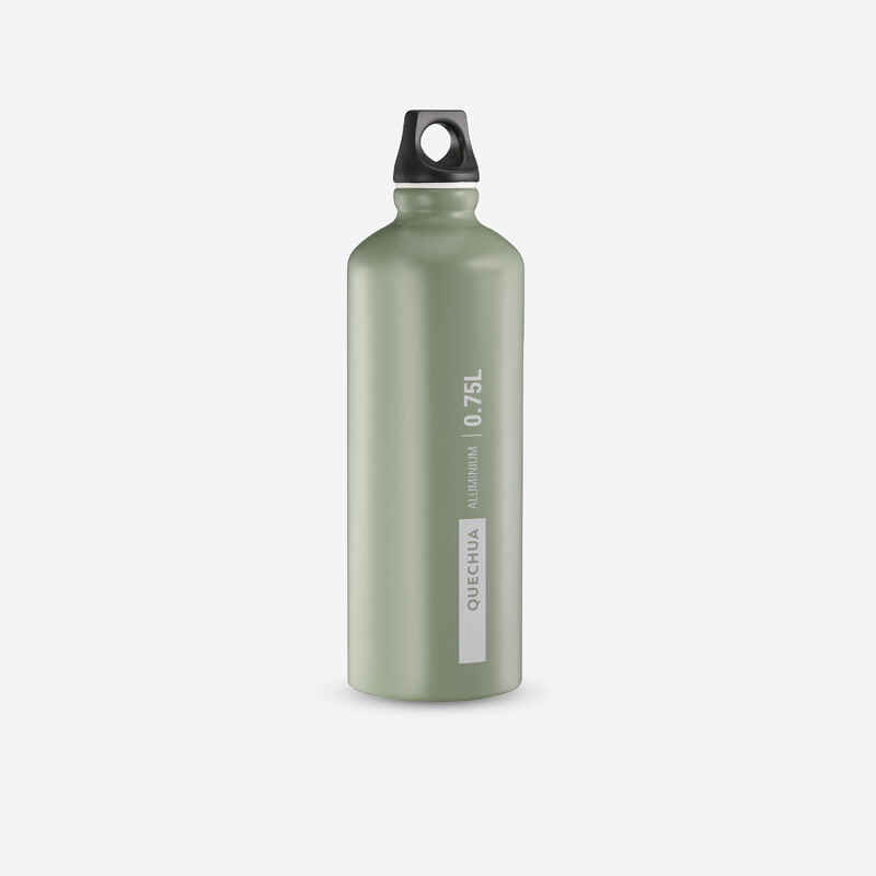 زجاجة مياه للتنزه الومنيوم مع غطاء لف 0.75 لتر - كاكي