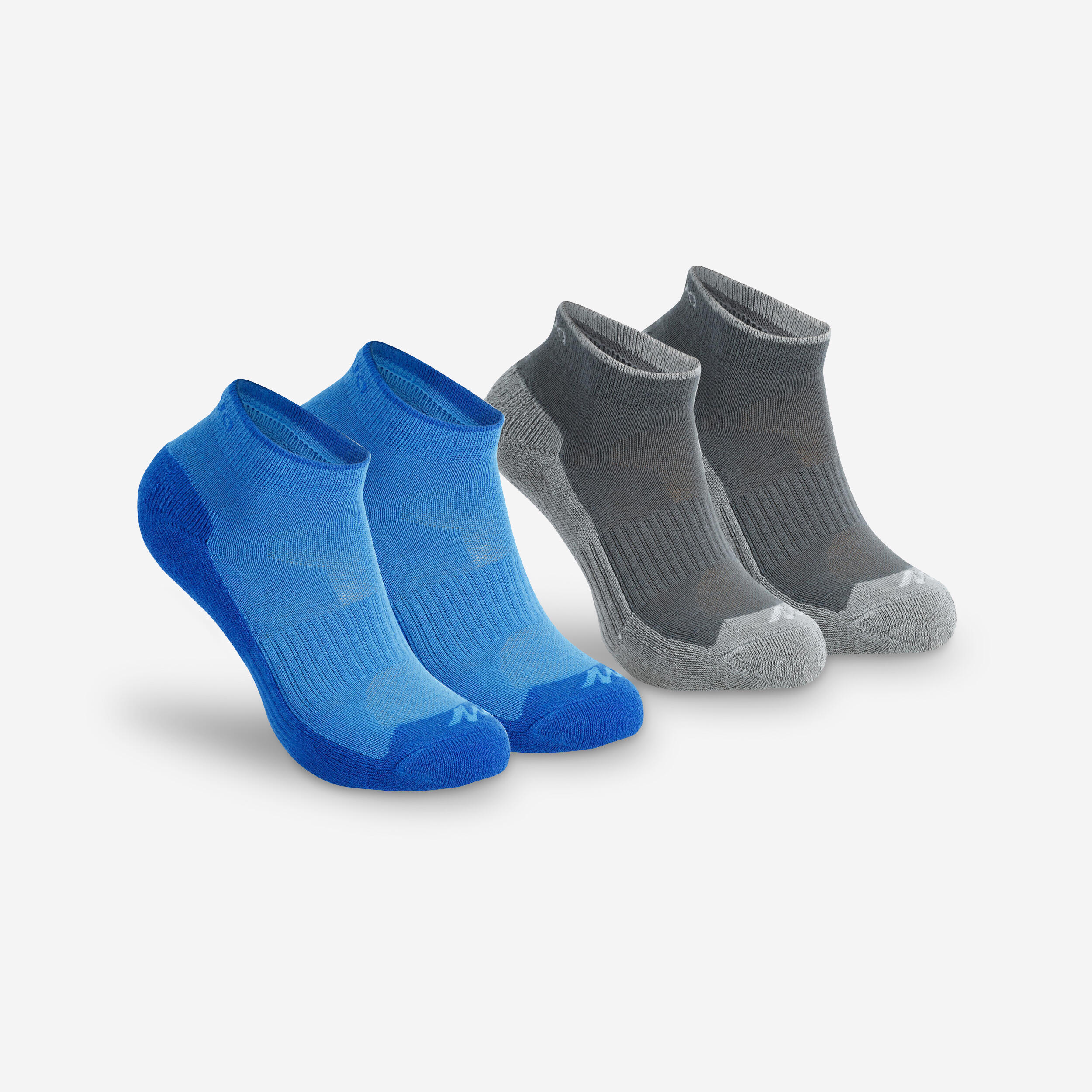 Kids' Hiking Socks MH100 2-Pack - blue/grey 1/6