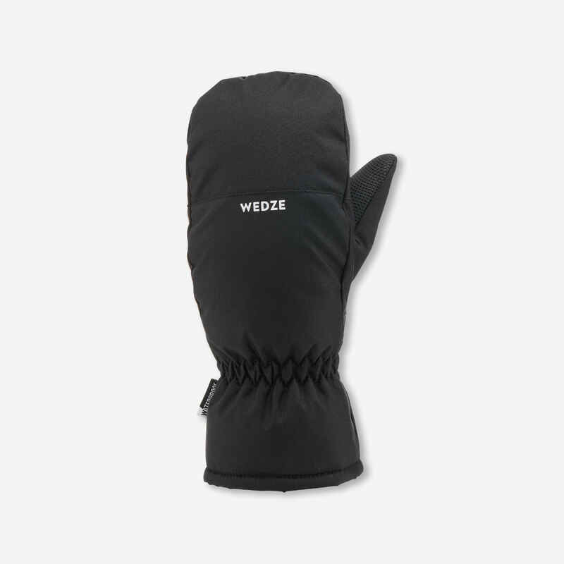 KIDS’ WARM AND WATERPROOF SKI MITTENS 100 BLACK