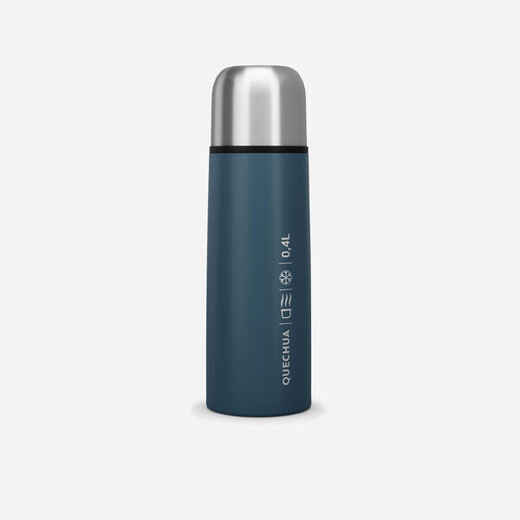 
      0.4 L Stainless Steel Isothermal Flask with Cup for Hiking - Blue
  