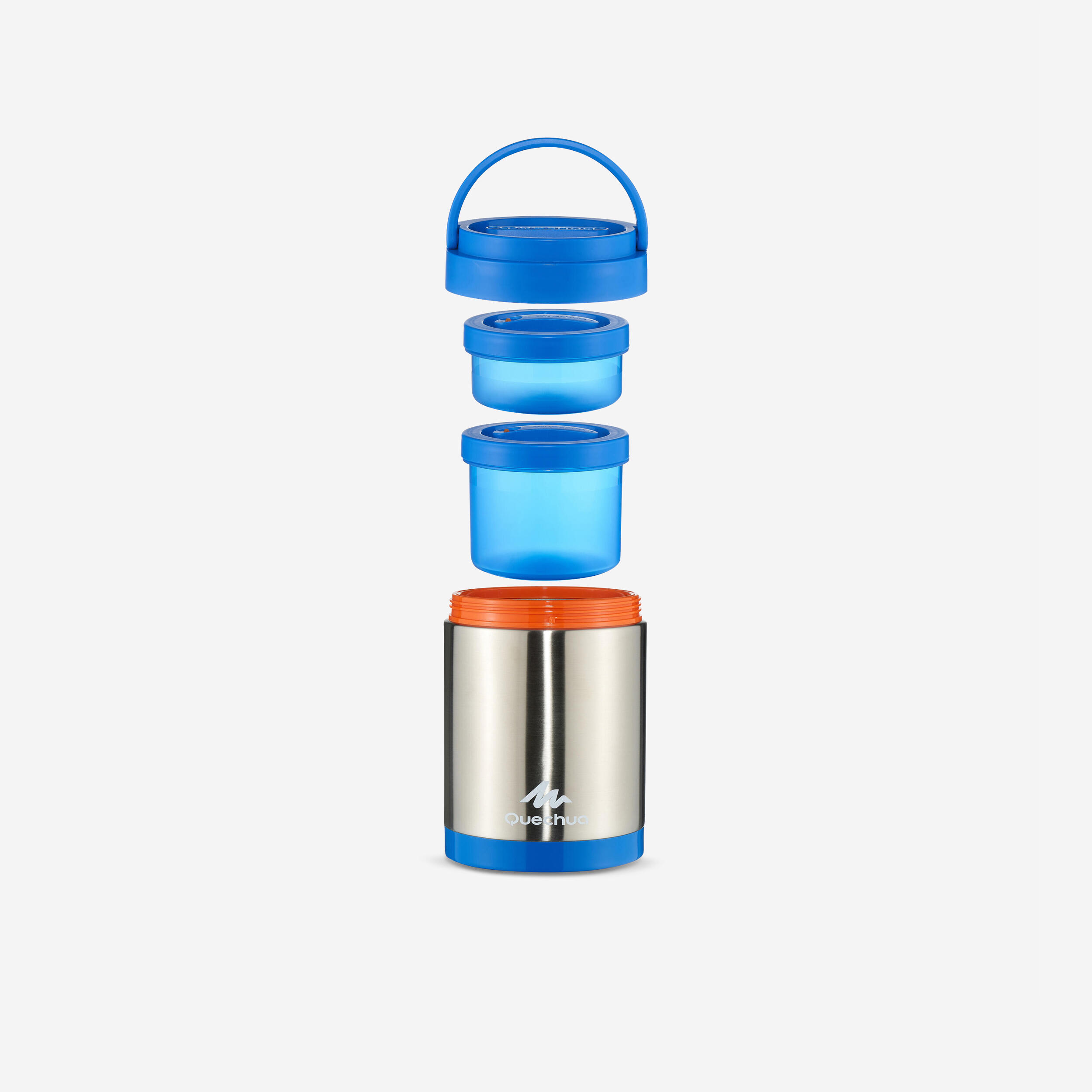 Quechua - Boîte Alimentaire Isotherme Randonnée Inox (avec 2 Boîtes Alimentaires) 2 L - Boîte Isotherme - Sac A Dos Accessoires Randonnee Trek - Bleu-gris - Taille Unique - Decathlon