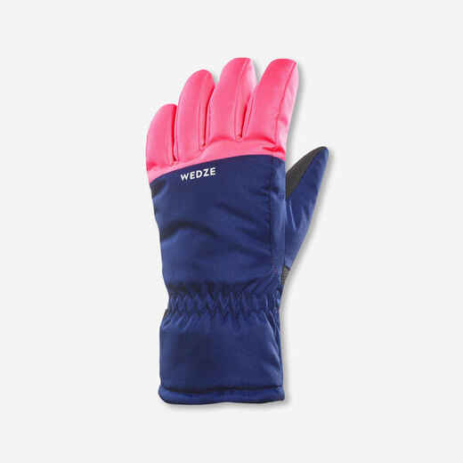 
      GANTS DE SKI CHAUDS ET IMPERMÉABLES ENFANT - 100 BLEU ET  ROSE FLUO
  