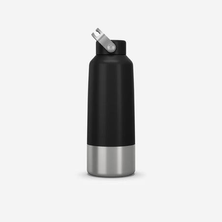 Gourde inox 1L avec bouchon à vis pour la randonnée - Noir