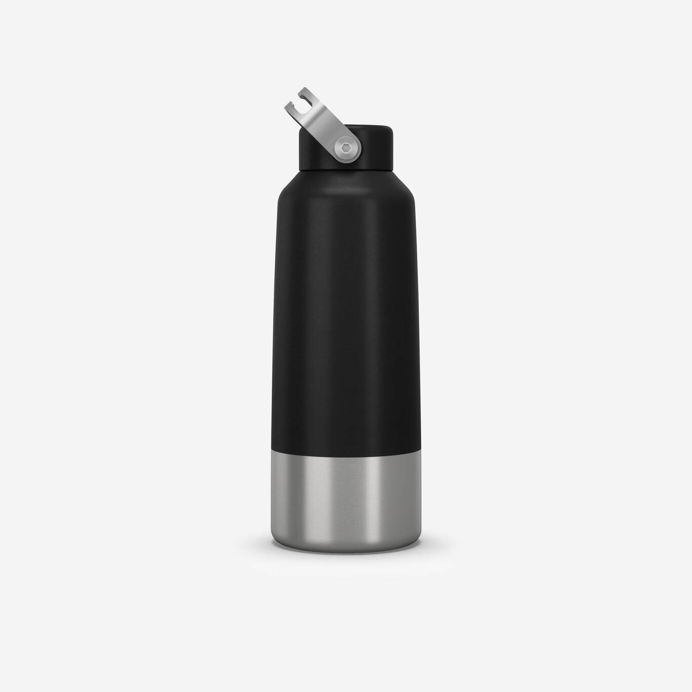 1 L stainless steel flask with screw cap for hiking - black