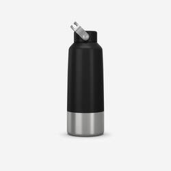 1 L stainless steel flask with screw cap for hiking - black