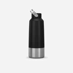 1 L stainless steel flask with screw cap for hiking - black