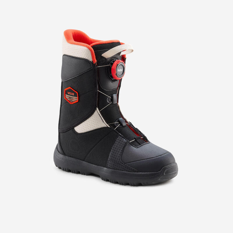 S 號兒童快扣單板滑雪靴INDY 500－黑色紅色