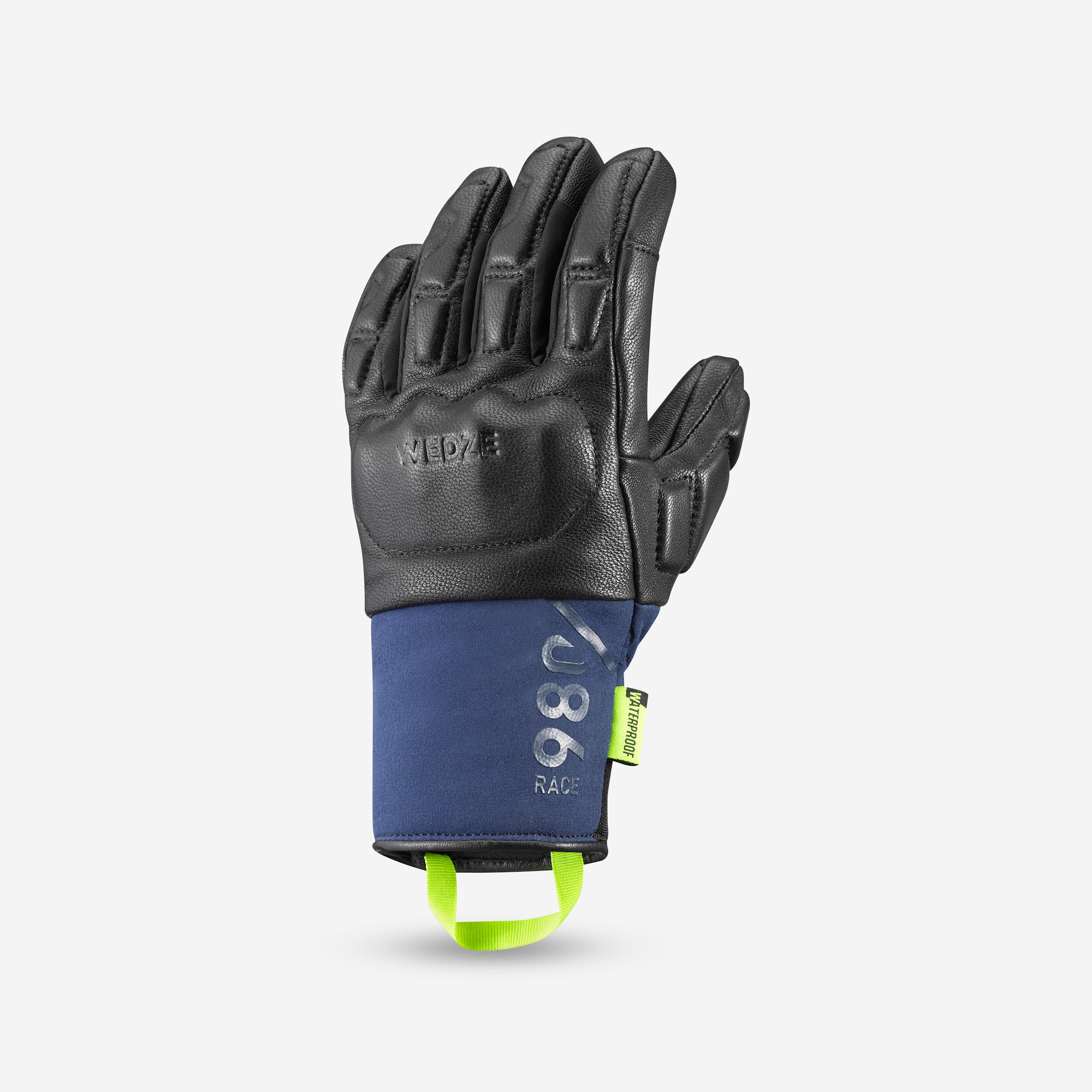 gants de ski club ou compétition enfant avec renforts doigts 980 - noir et bleu - wedze