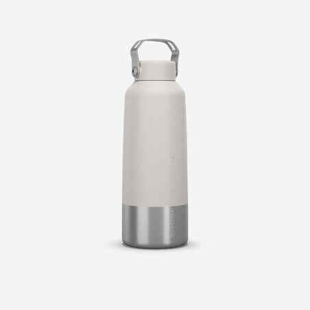 Termo para agua inoxidable de 1 litro para senderismo Quechua MH100 beige