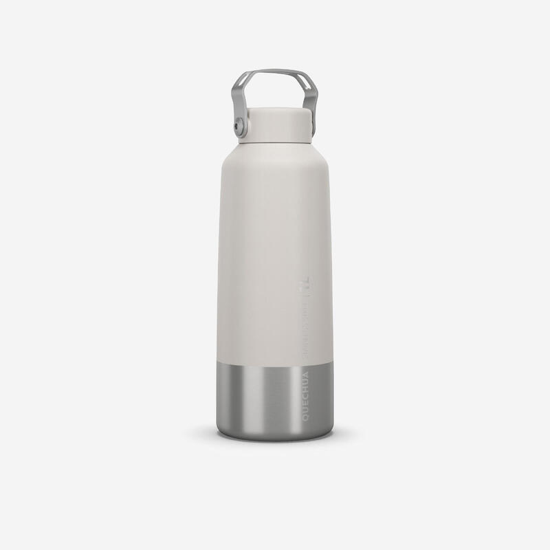 Cantil inox 1L para caminhada com tampa de enroscar - Branco