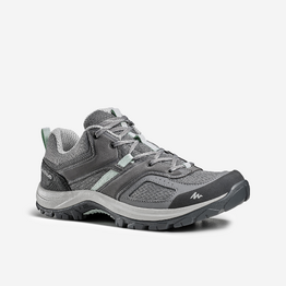 Chaussures de randonnée montagne - MH100 gris/vert- Femme