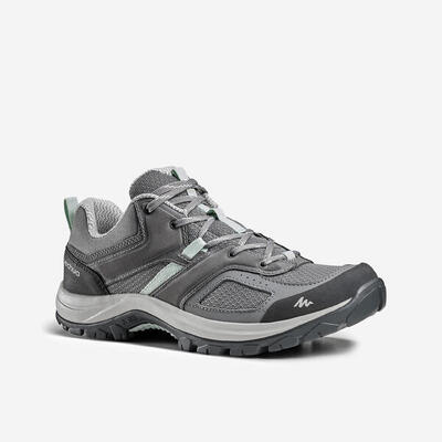 Wanderschuhe Bergwandern MH100 Damen grau/grün