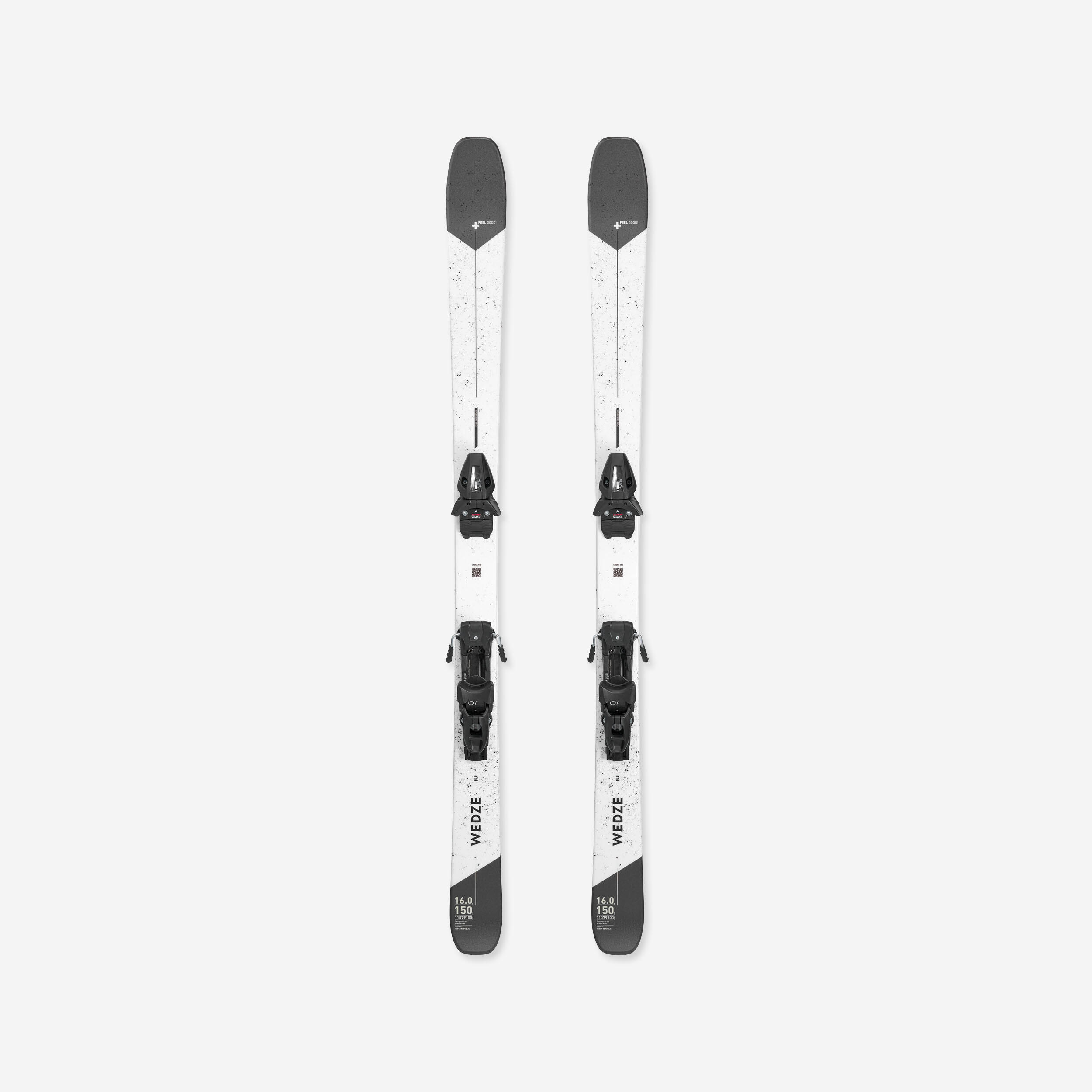 MEN'S DOWNHILL SKI WITH BINDINGS - CROSS 150+ - BLACK WHITE 1/11