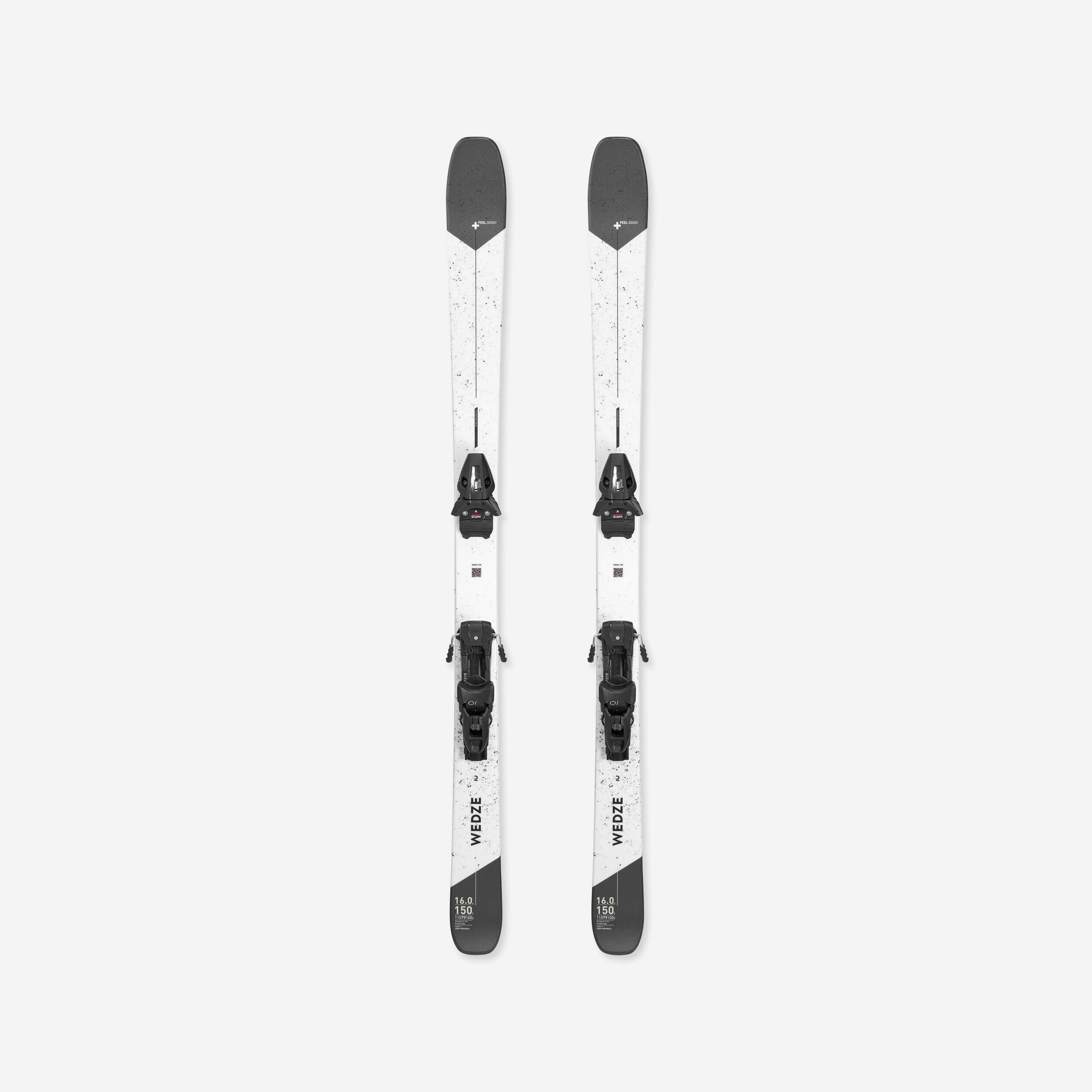 WEDZE MEN'S DOWNHILL SKI WITH BINDINGS - CROSS 150+ - BLACK WHITE