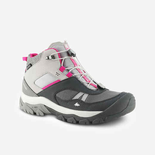 
      Cipele za planinarenje Crossrock poluvisoke vodootporne na vezice dječje sive 
  