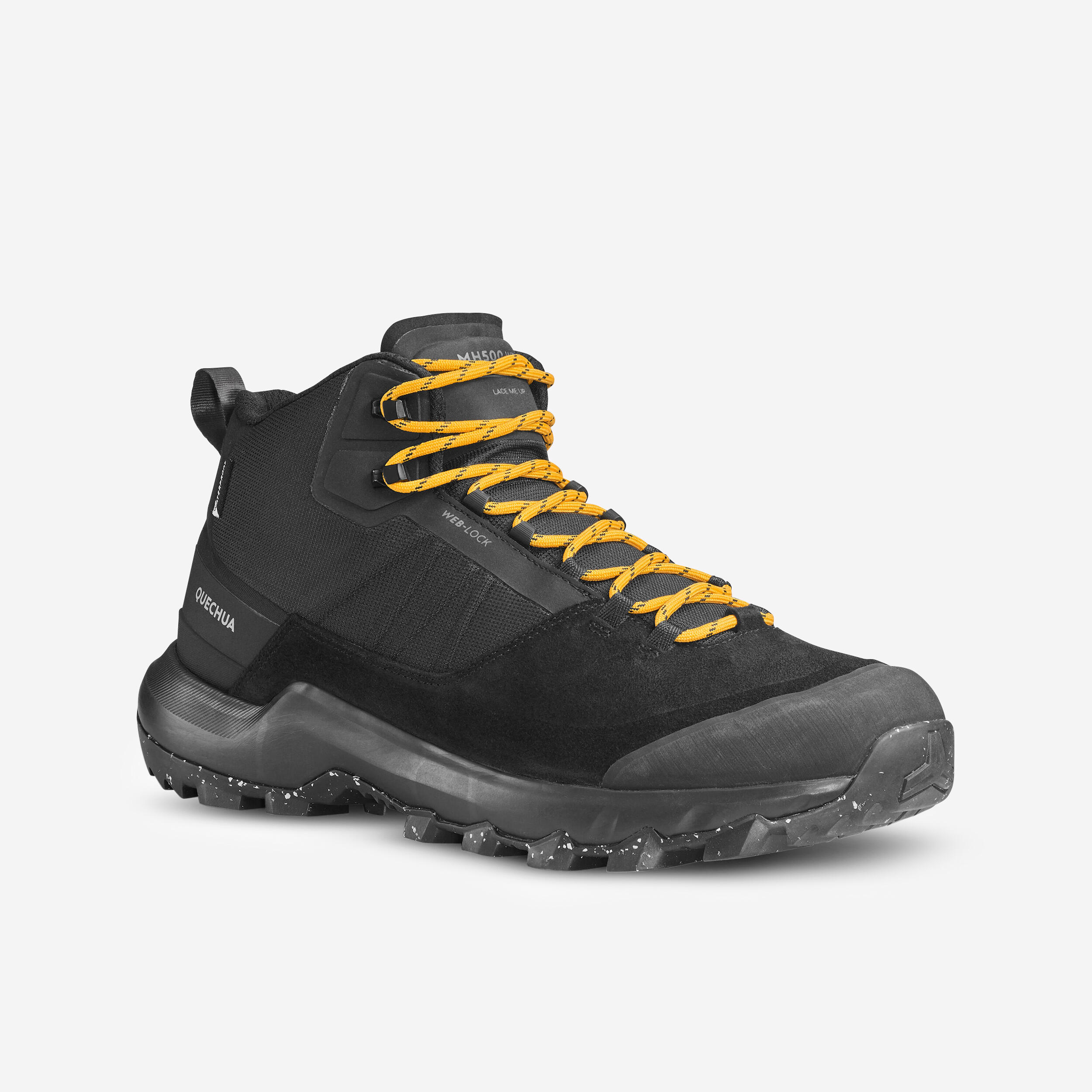 Quechua Men's Waterproof Mountain Walking Shoes - MH500 Mid Black