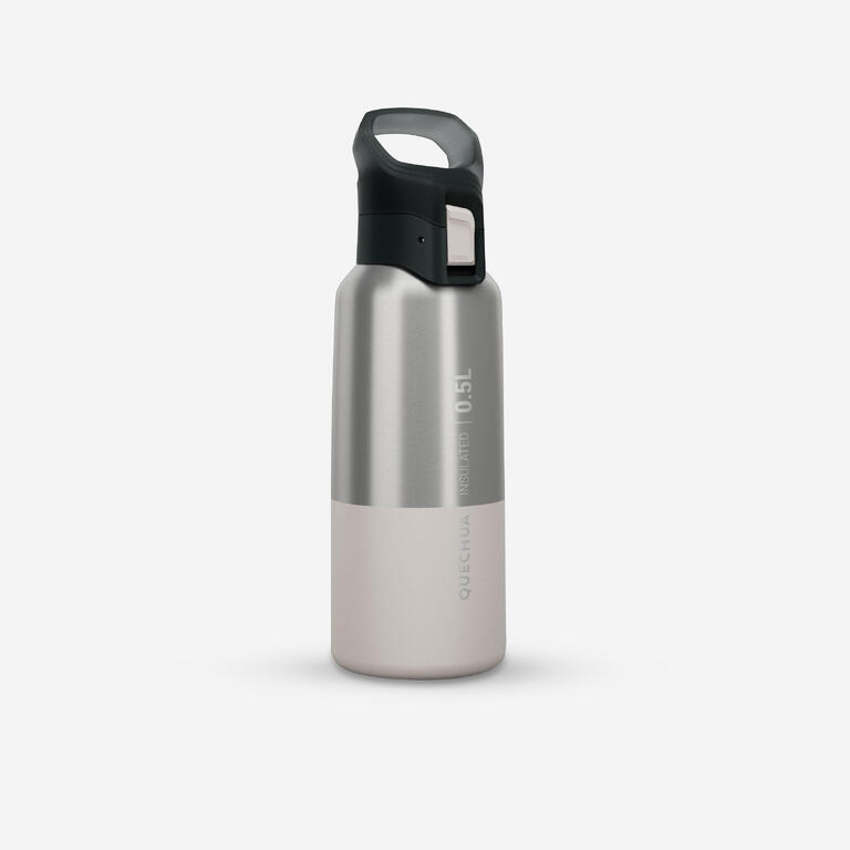 Quechua MH500 Insulated Stainless Steel Hiking Flask 0.5L in white