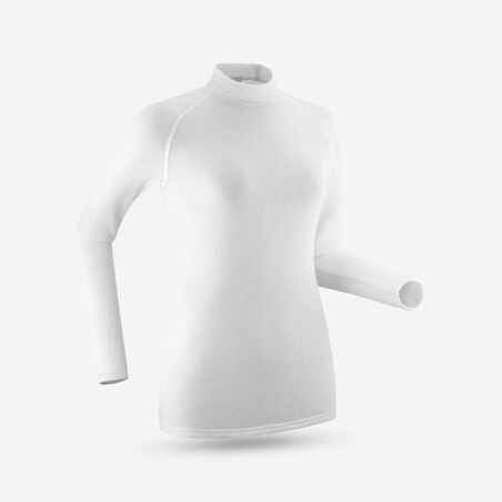 Playera interior térmica de esquí cálida y cómoda mujer, 100 blanco crudo