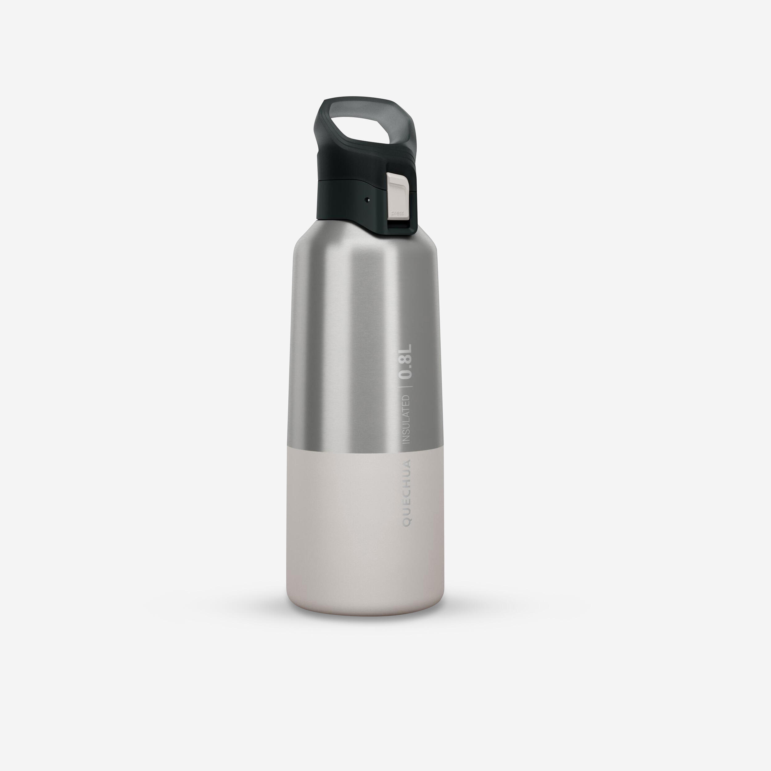 QUECHUA 0.8 L stainless steel isothermal water bottle with quick-release cap for hiking