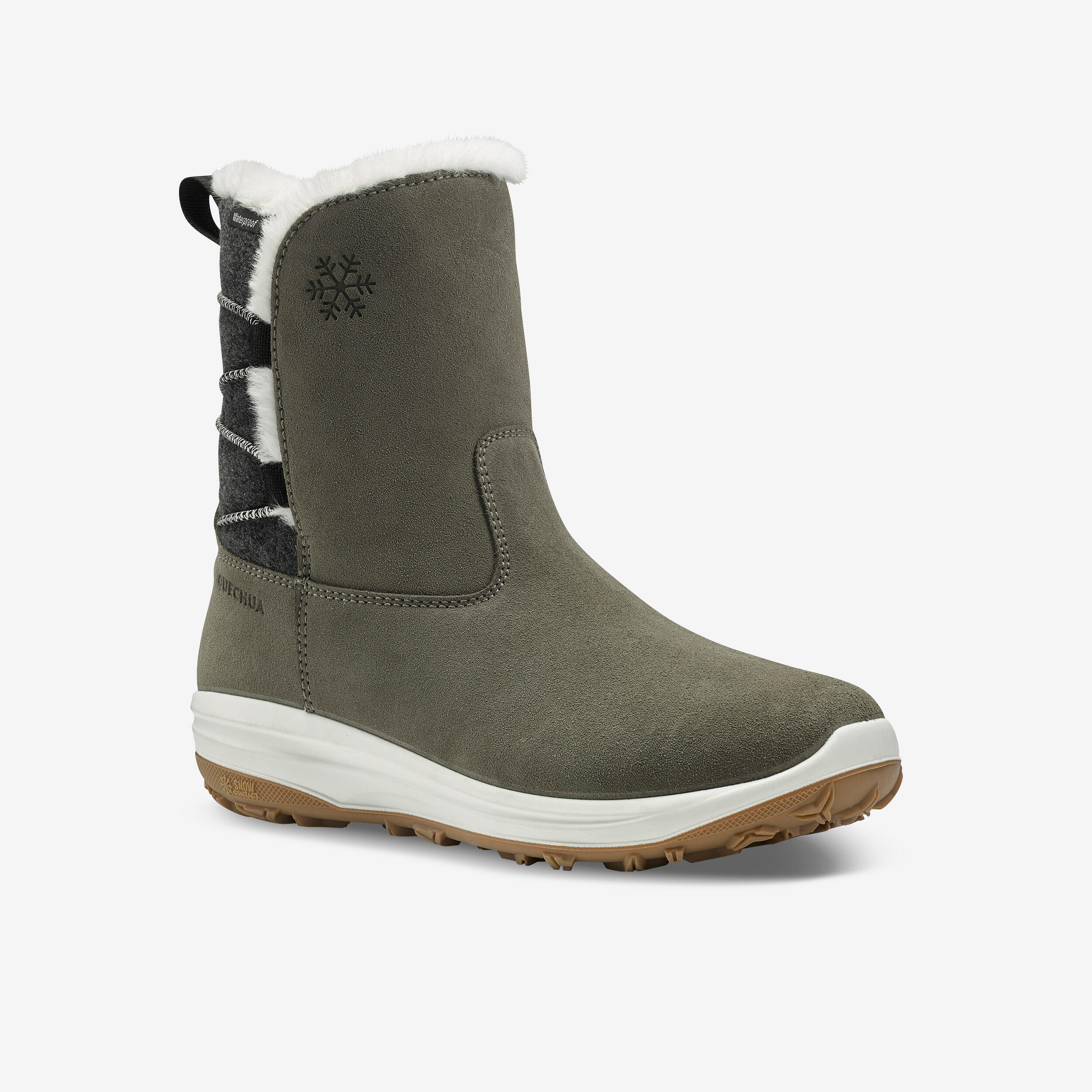 Women's warm waterproof snow hiking boots - SH500 leather 1/7