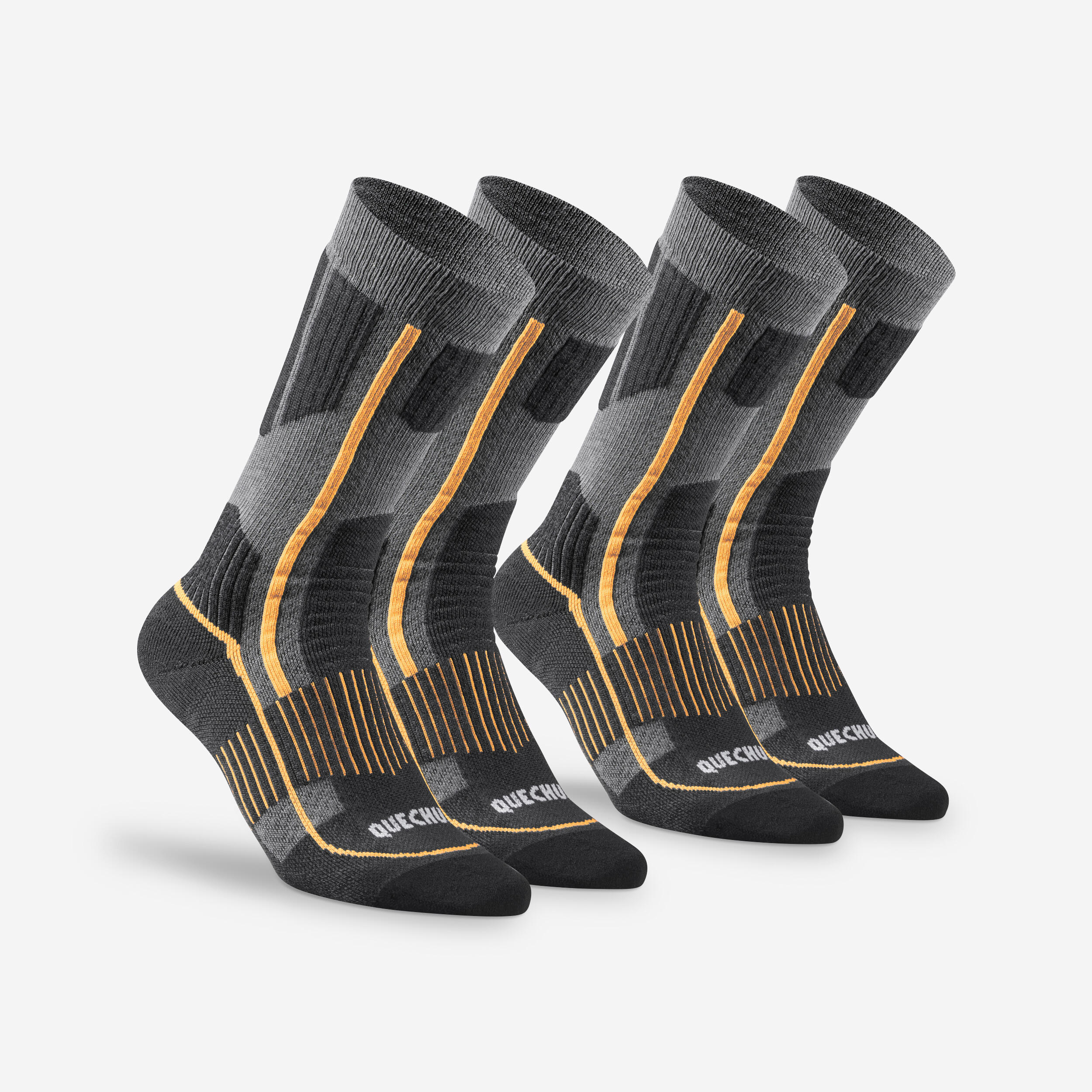 quechua Unisex Woolen Winter Socks with Merino Wool & Silk 2 Pairs Grey - SH500-picture-18