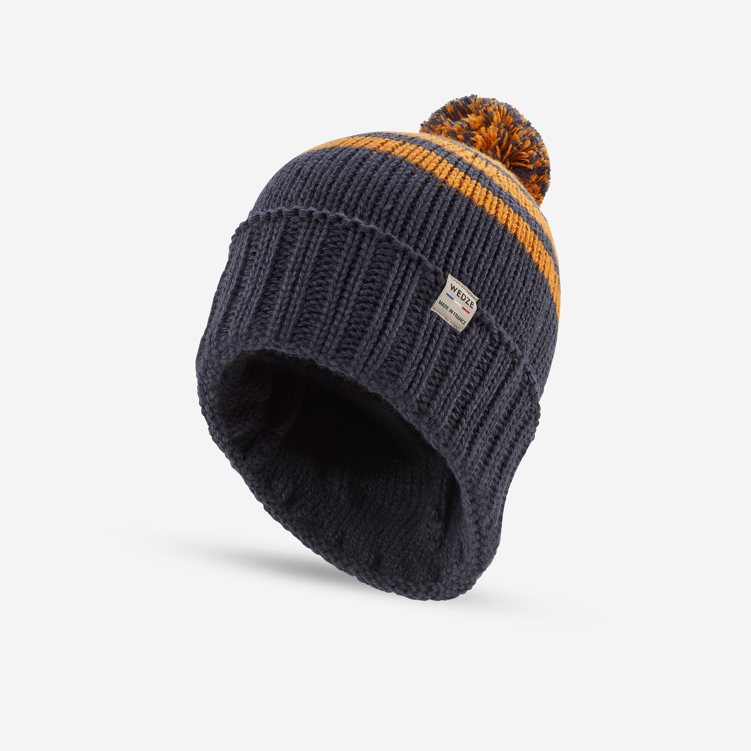 Adult Grand Nord Ski Beanie (Made in France) - Navy Blue/Ochre