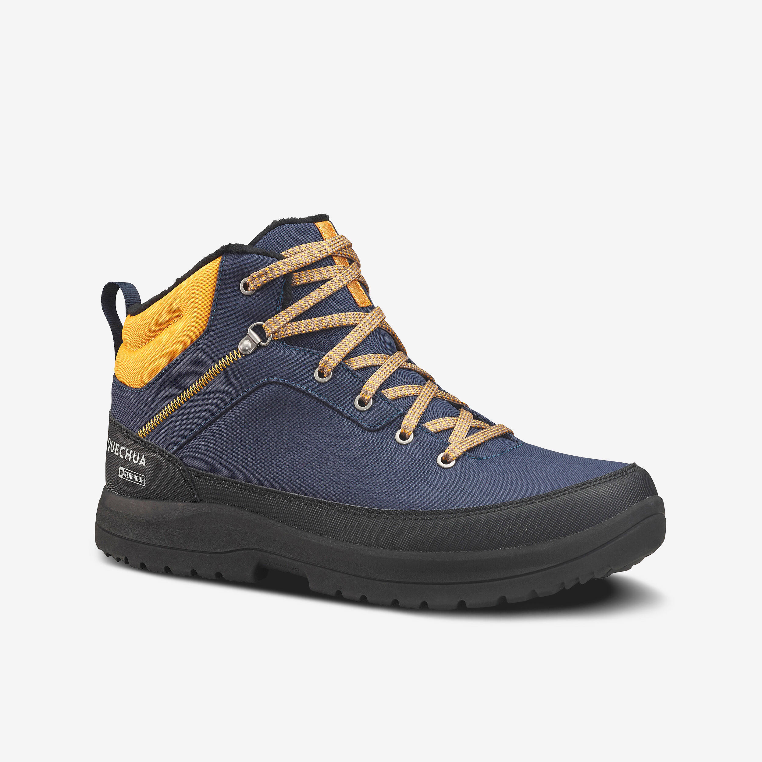 Men’s Mid-Season Boots - SH 100 Blue - Dark blue, Yellow ochre ...