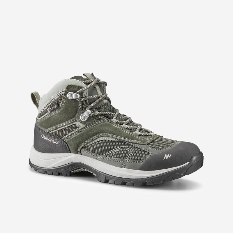 Botas impermeables de senderismo montaña caqui para mujer MH100 MID WTP -  Decathlon