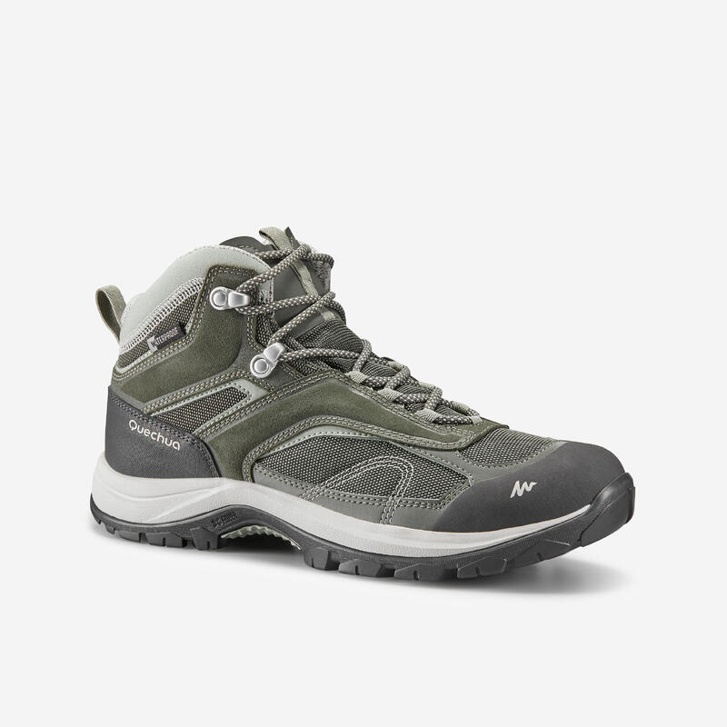 Chaussures imperméables de randonnée montagne - MH100 Mid Khaki - Femme