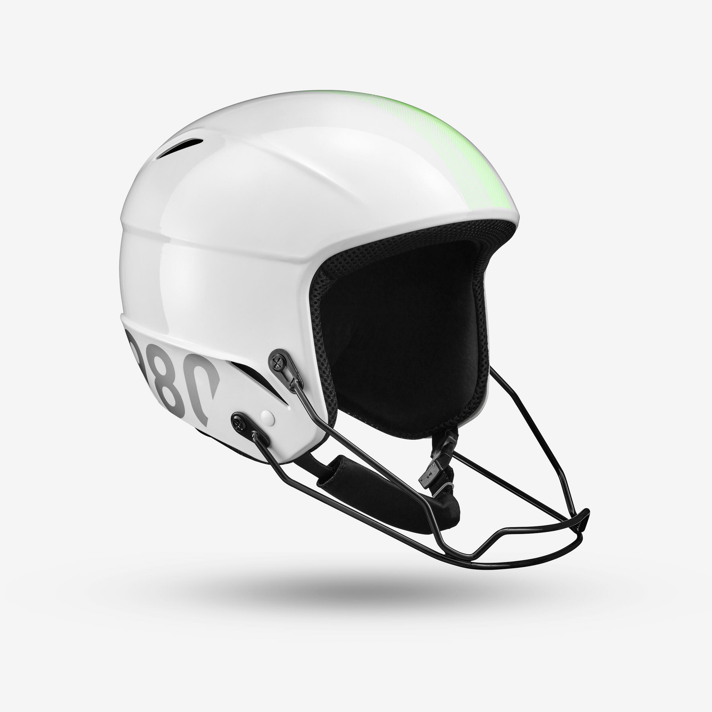 Capacete de ski de competição fis com correia de queixo criança - branco