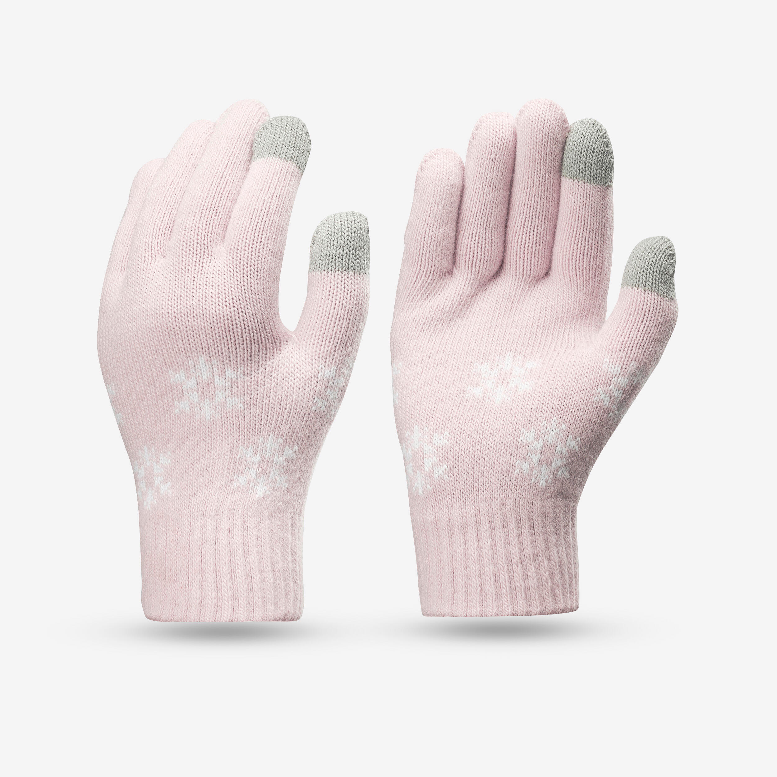 KIDS’ TOUCHSCREEN COMPATIBLE HIKING GLOVES - SH100 KNITTED - AGED 4-14 YEARS 1/3
