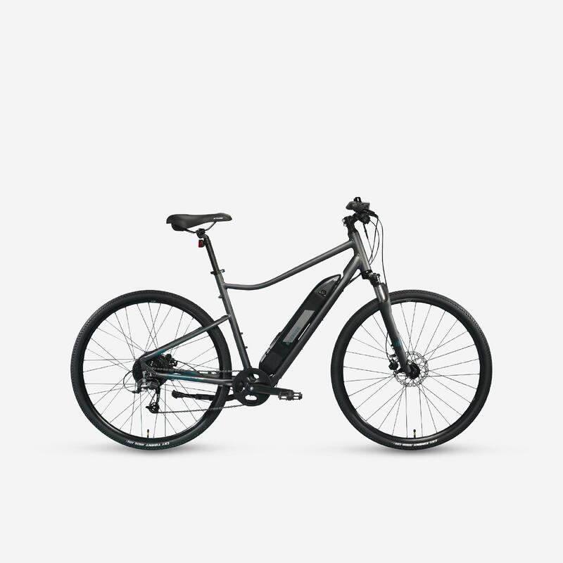 8-speed, puncture-resistant, 3-mode electric hybrid bike, grey