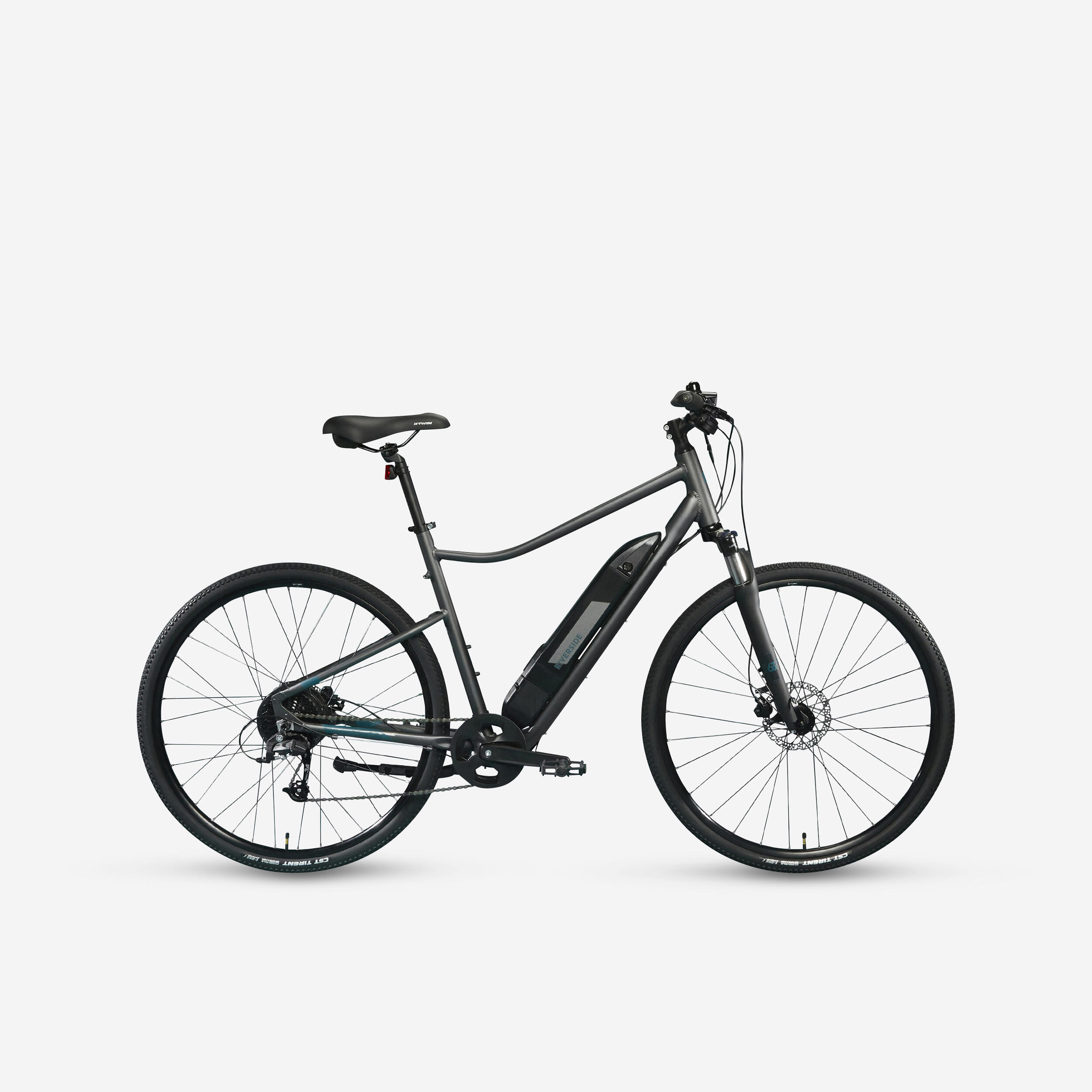 RIVERSIDE Elektrický trekingový bicykel 500 E sivý šedá M