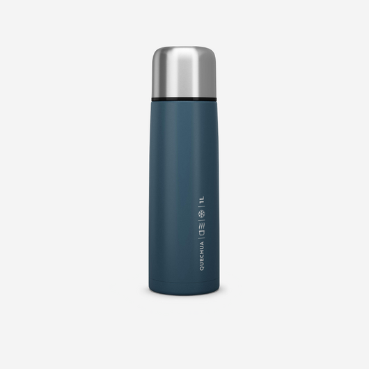 Bouteille isotherme inox 1L avec gobelet pour la randonnée - bleu