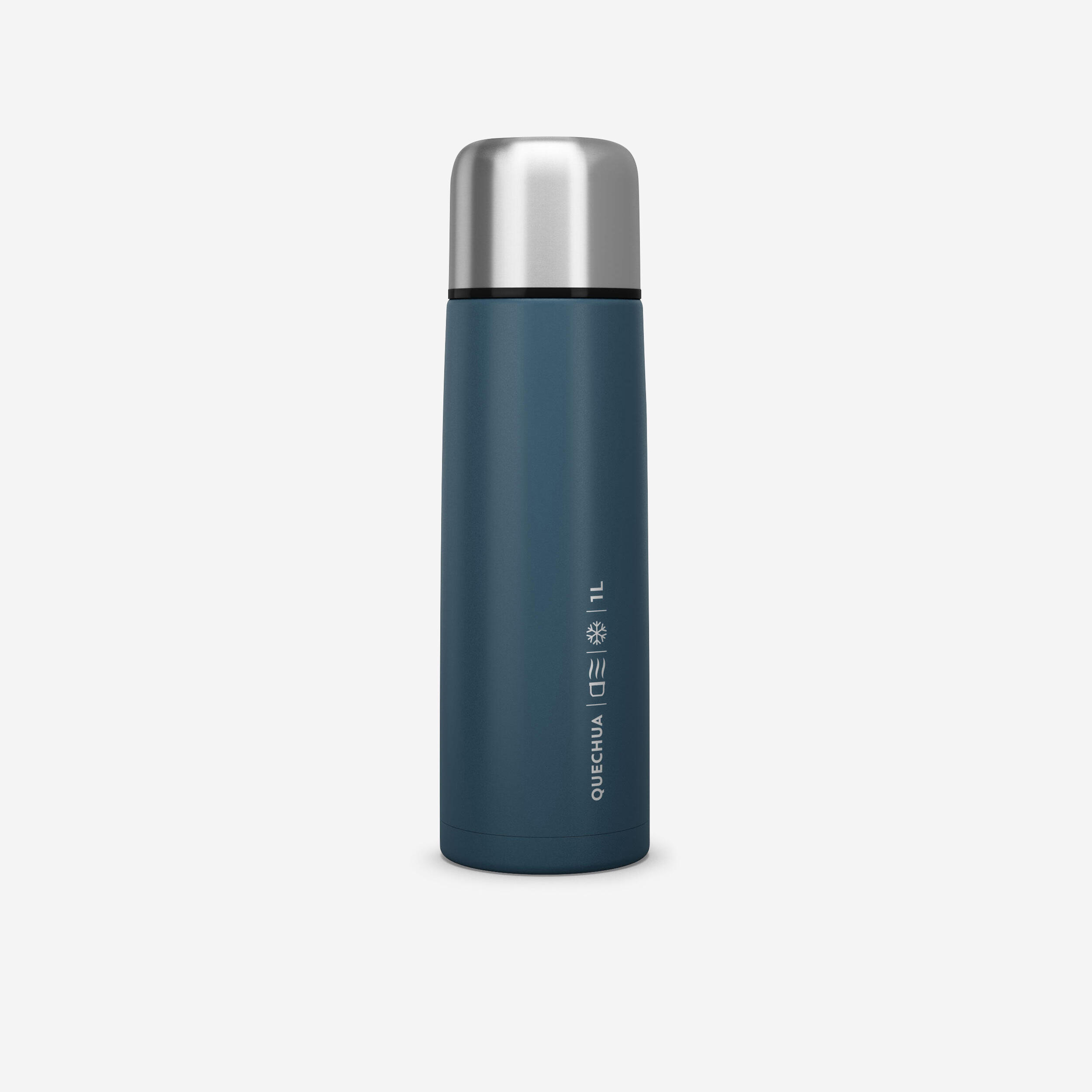 1L stainless steel isothermal hiking bottle with cup - blue